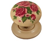 Chatsworth Floral Porcelain Mortice Door Knobs, Stourbridge Rose - BUL602-7-STO (sold in pairs)