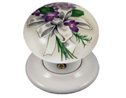 Chatsworth Floral Porcelain Mortice Door Knobs, Sweet Violets - BUL602-7-VIOLETS (sold in pairs)