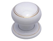 Chatsworth White Double Goldline Porcelain Mortice Door Knobs - BUL602-7-WHI-2GL