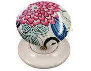 Chatsworth Floral Porcelain Mortice Door Knobs, Woodstock - BUL602-7-WOOD (sold in pairs)