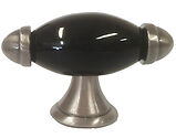 Chatsworth Oxford Pull Knob (Polished Chrome, Antique Brass OR Pewter), Black Porcelain - BUL801-BLK