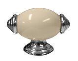 Chatsworth Oxford Pull Knob (Polished Chrome, Antique Brass OR Pewter), Cream Porcelain - BUL801-CRM