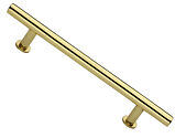 Heritage Brass T Bar Design Cabinet Pull Handle With 16mm Circular Rose (101mm, 128mm, 160mm OR 203mm C/C), Polished Brass - C0362-PB