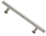 Heritage Brass T Bar Design Cabinet Pull Handle With 16mm Circular Rose (101mm, 128mm, 160mm OR 203mm C/C), Polished Nickel - C0362-PNF