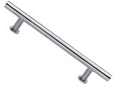 Heritage Brass T Bar Design Cabinet Pull Handle With 16mm Circular Rose (101mm, 128mm, 160mm OR 203mm C/C), Satin Chrome - C0362-SC