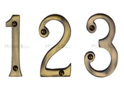Heritage Brass 0-9 Screw Fix Numerals (76mm - 3