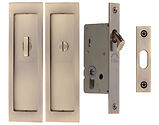 Heritage Brass Flush Handle Sliding Door Privacy Set, Antique Brass - C1877-AT