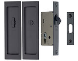 Heritage Brass Flush Handle Sliding Door Privacy Set, Matt Black - C1877-BKMT