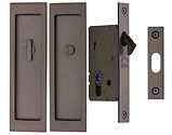 Heritage Brass Flush Handle Sliding Door Privacy Set, Matt Bronze - C1877-MB