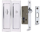 Heritage Brass Flush Handle Sliding Door Privacy Set, Polished Chrome - C1877-PC