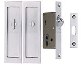 Heritage Brass Flush Handle Sliding Door Privacy Set, Satin Chrome - C1877-SC