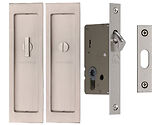 Heritage Brass Flush Handle Sliding Door Privacy Set, Satin Nickel - C1877-SN