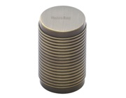 Heritage Brass Cylindrical Ribbed Cabinet Knob, Antique Brass - C3850-AT