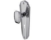 Heritage Brass Charlston Art Deco Style Door Knobs On Backplate, Polished Chrome - CHA1900-PC (sold in pairs)