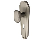 Heritage Brass Charlston Art Deco Style Door Knobs On Backplate, Satin Nickel - CHA1900-SN (sold in pairs)