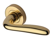 Heritage Brass Columbus Door Handles On Round Rose, Polished Brass - COL1762-PB (sold in pairs)