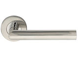 Eurospec Julian Mitred Stainless Steel Door Handles - Grade 201 Polished Stainless Steel - CSL1192BSS/201 (sold in pairs)