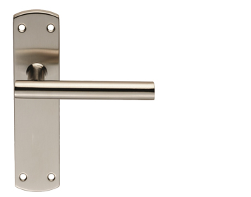 Eurospec T-Bar Stainless Steel Door Handles On Backplates, Satin Stainless Steel - CSLP1164SSS (sold in pairs)