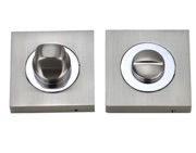 Darcel Bathroom Square Thumb Turn & Release, Dual Finish Satin Nickel & Polished Chrome - DCWCSTT-SNCP
