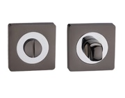 Darcel Square Bathroom Thumb Turn & Release, Dual Finish Black Nickel & Polished Chrome - DCWCTT-BNCP
