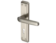 Heritage Brass Deco Door Handles On Backplate, Satin Nickel - DEC3000-SN (sold in pairs)