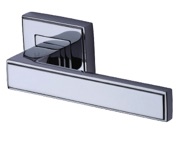 Heritage Brass Linear Art Deco Style Door Handles On Square Rose, Polished Chrome - DEC5430-PC (sold in pairs)