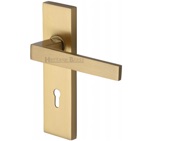 Heritage Brass Delta Door Handles On Backplate, Satin Brass - DEL6000-SB (sold in pairs)