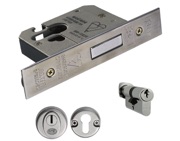 Eurospec Insurance Rated (Complete Set) BS Euro Profile Cylinder And Turn Deadlocks - Silver Finish - EDB50/CT