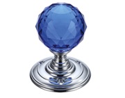 Zoo Hardware Fulton & Bray Facetted Blue Glass Ball Mortice Door Knobs, Polished Chrome - FB301CPB (sold in pairs)