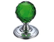 Zoo Hardware Fulton & Bray Facetted Green Glass Ball Mortice Door Knobs, Polished Chrome - FB301CPG (sold in pairs)