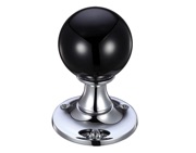 Zoo Hardware Fulton & Bray Black Glass Ball Mortice Door Knobs, Polished Chrome - FB400CPBL (sold in pairs)