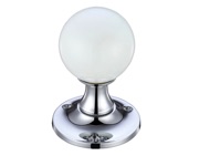 Zoo Hardware Fulton & Bray White Glass Ball Mortice Door Knobs, Polished Chrome - FB400CPWH (sold in pairs)