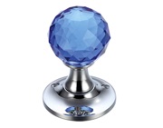 Zoo Hardware Fulton & Bray Facetted Blue Glass Ball Mortice Door Knobs, Polished Chrome - FB401CPB (sold in pairs)