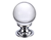 Zoo Hardware Fulton & Bray Clear Glass Ball Cupboard Knobs (25mm Or 30mm), Polished Chrome Base - FCH02CP