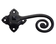 Zoo Hardware Foxcote Foundries Curly Tail Lever On Square Rose, Black Antique - FF400 (sold in pairs)