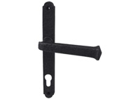 Frelan Hardware PVCu Lever Door Handles (240mm Backplate - 92mm C/C Euro Lock), Black Antique - JAB700 (sold in pairs)