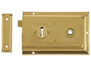 Frelan Hardware Reversible Rim Lock, Polished Brass - JL180PB
