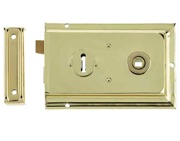 Frelan Hardware Reversible Rim Lock, Electro Brass - JL185EB