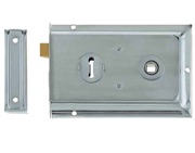 Frelan Hardware Reversible Rim Lock, Satin Chrome - JL188SC