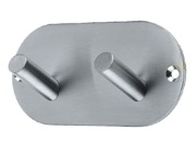 Frelan Hardware Double Robe Hook On Rounded Backplate, Satin Stainless Steel - JSS902C