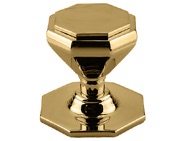 Frelan Hardware Octagonal Centre Door Knob (70mm Diameter), Polished Brass - JV33PB