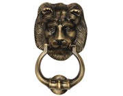 Heritage Brass Lion Head Door Knocker, Antique Brass - K1210-AT