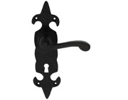 Carlisle Brass Ludlow Foundries Fleur De Lys Door Handles On Backplate, Black Antique - LF5504 (sold in pairs)