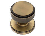 Atlantic Millhouse Brass Harrison Solid Brass Knurled Mortice Knob On Concealed Fix Rose, Antique Brass - MH450KSMKAB (sold in pairs)
