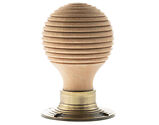 Atlantic Old English Bridlington Wood Reeded Mortice Knob, Wood And Antique Brass - OE57RMKAB (sold in pairs)