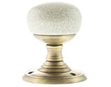 Atlantic Old English Skipton Porcelain Cream Crackle Mortice Knob, Antique Brass - OE59CMKCMAB (sold in pairs)