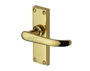 M Marcus Project Hardware Avon Design Door Handles On Short Backplate, Polished Brass - PR910-PB (sold in pairs)