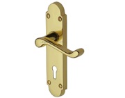 M Marcus Project Hardware Milton Design Door Handles On Backplate, Polished Brass - PR500-PB (sold in pairs)