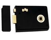 Eurospec Rim Lock With Locking Snib (105mm x 81mm), Black Japanned - RLE8043JAP
