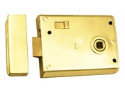 Eurospec Rim Lock With Locking Snib (102mm x 76mm), Polished Brass - RLE8043PB
